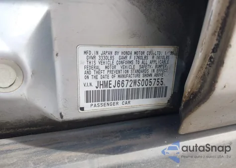 1998 Honda Civic Lx из США, поврежденный, VIN JHMEJ6672WS005755